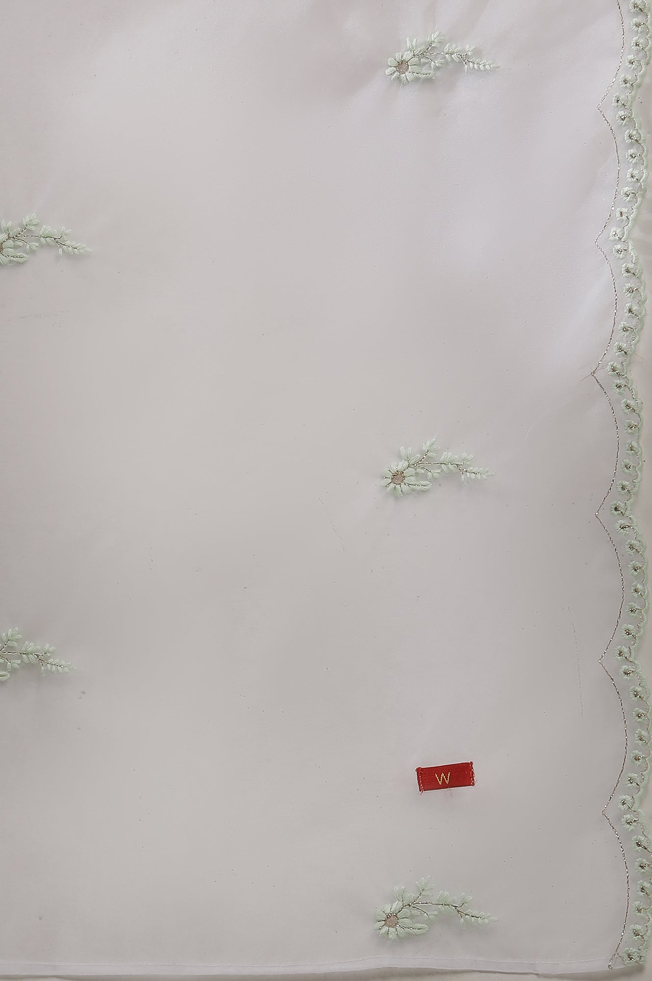 Light Green Embroidered Panelled Kurta, Pants And Dupatta Set