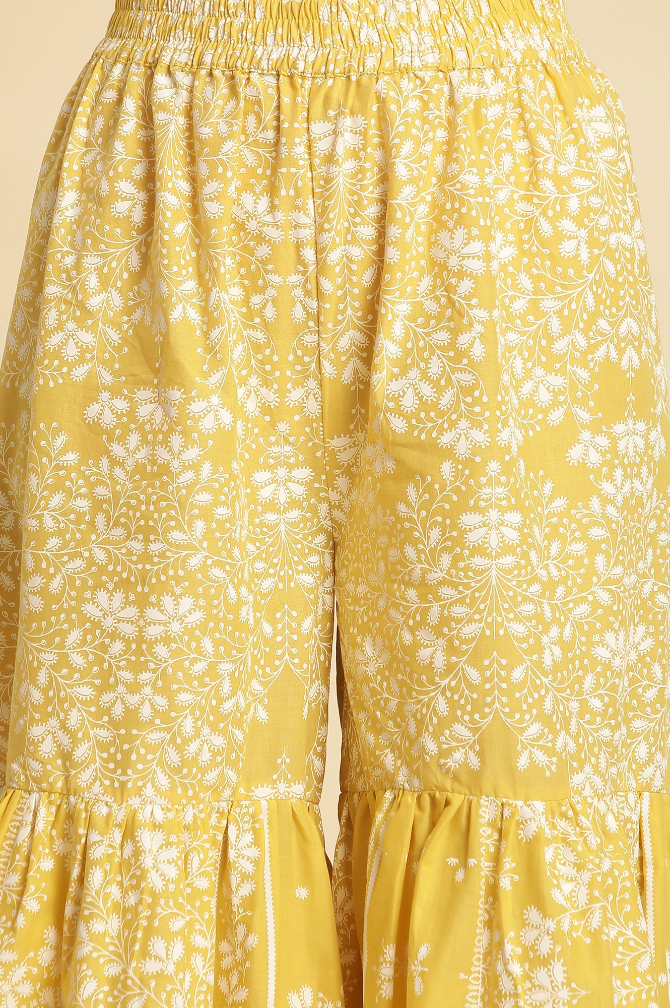 Yellow Chikankari Embroidered Kurta, Sharara And Dupatta Set