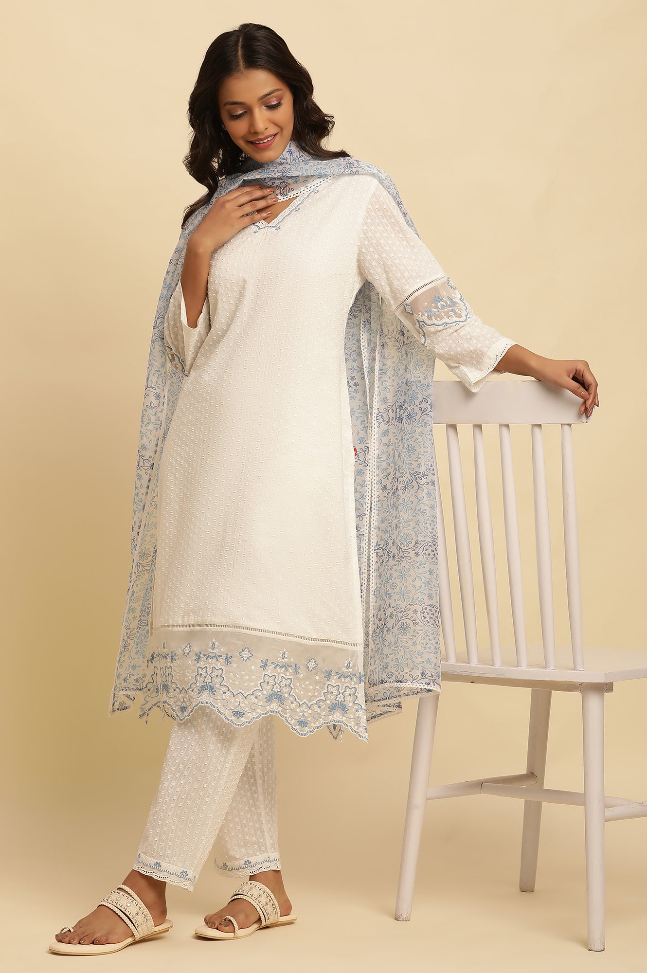 Suit Sets Myntra Clothing Kurtis Online Shopping White Cotton