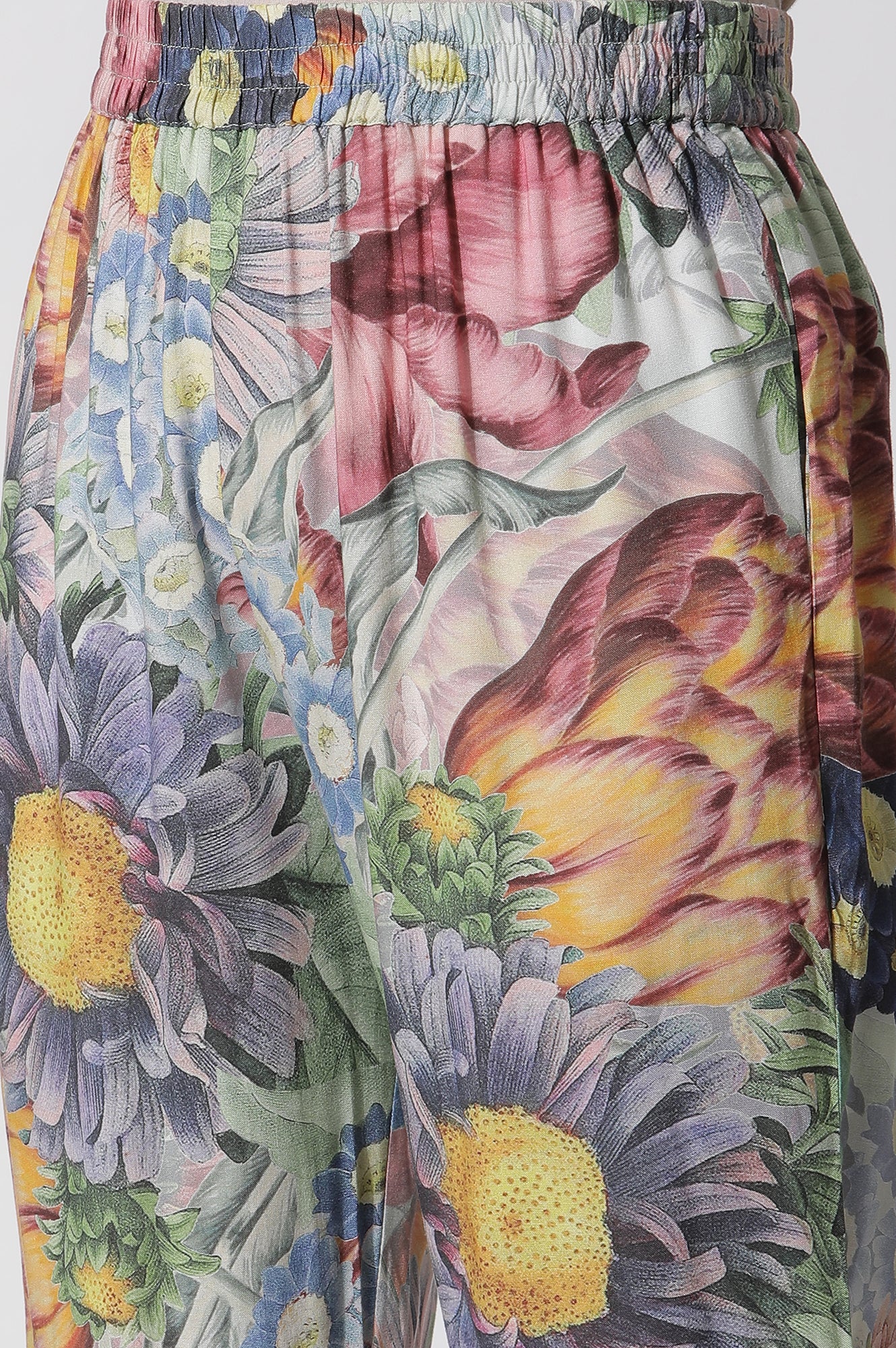 Multi-Coloured Floral Printed Gathered Kurta, Pants And Dupatta Set