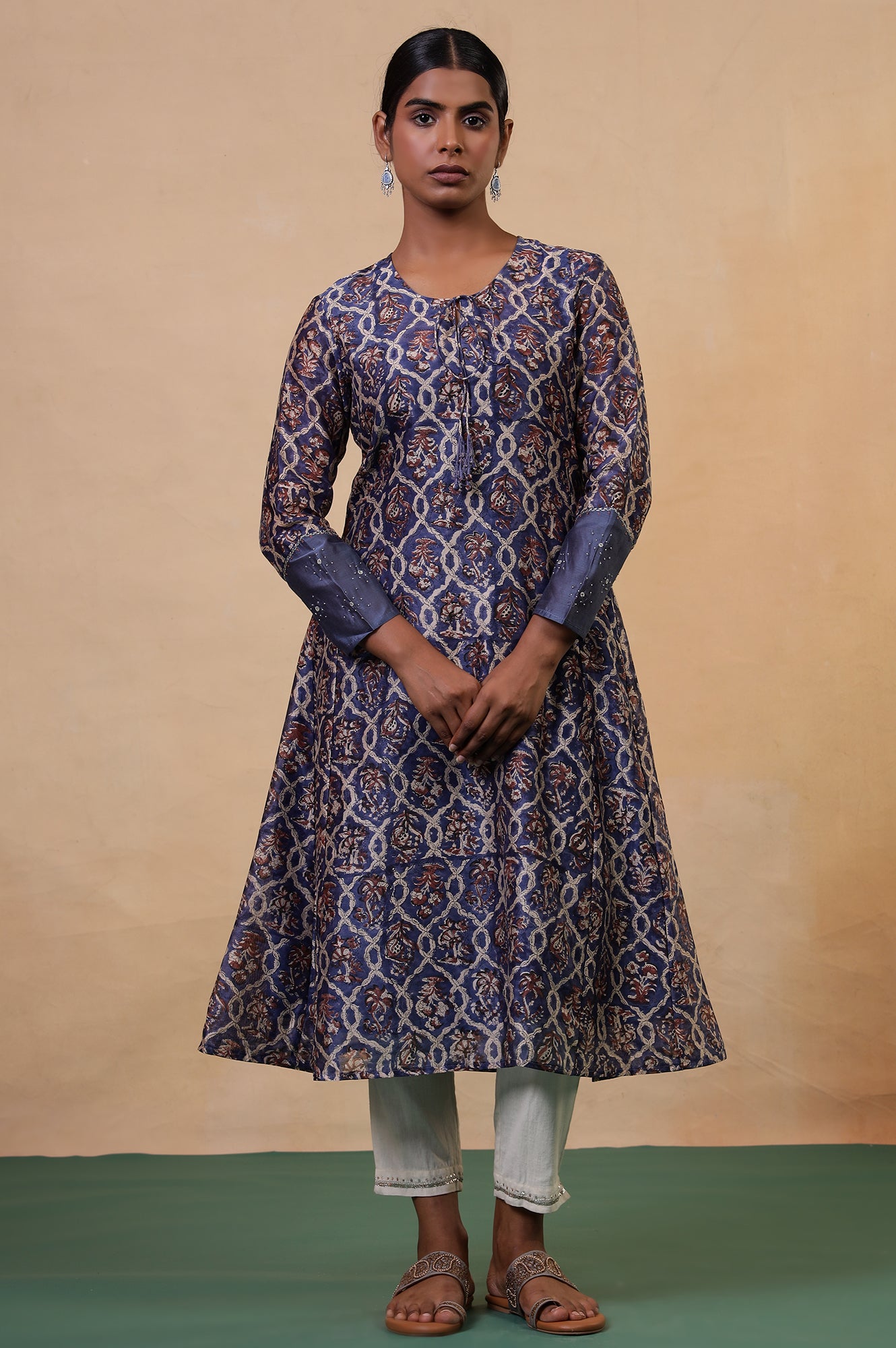 Folksong navy blue and pink kurti