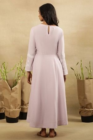 Lilac Chikankari Anarkali Kurta In Cotton Voile