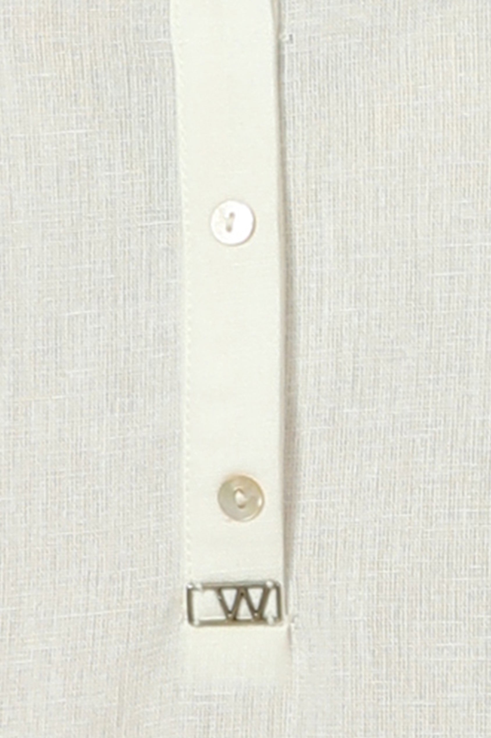 White Mandarin Collar Cotton Blend Straight Kurta With W Branding