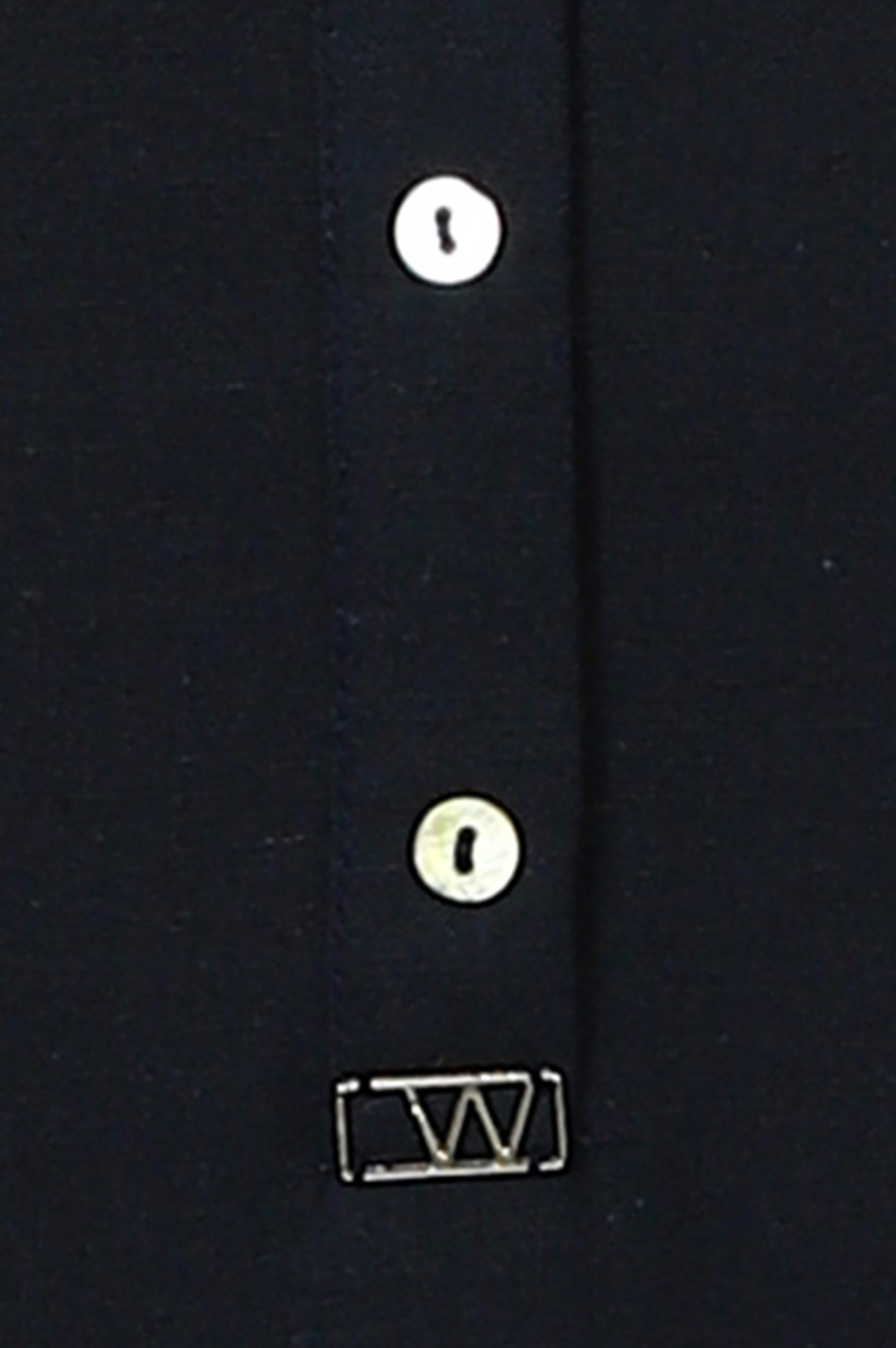 Navy Blue Mandarin Collar Cotton Blend Straight Kurta With W Branding