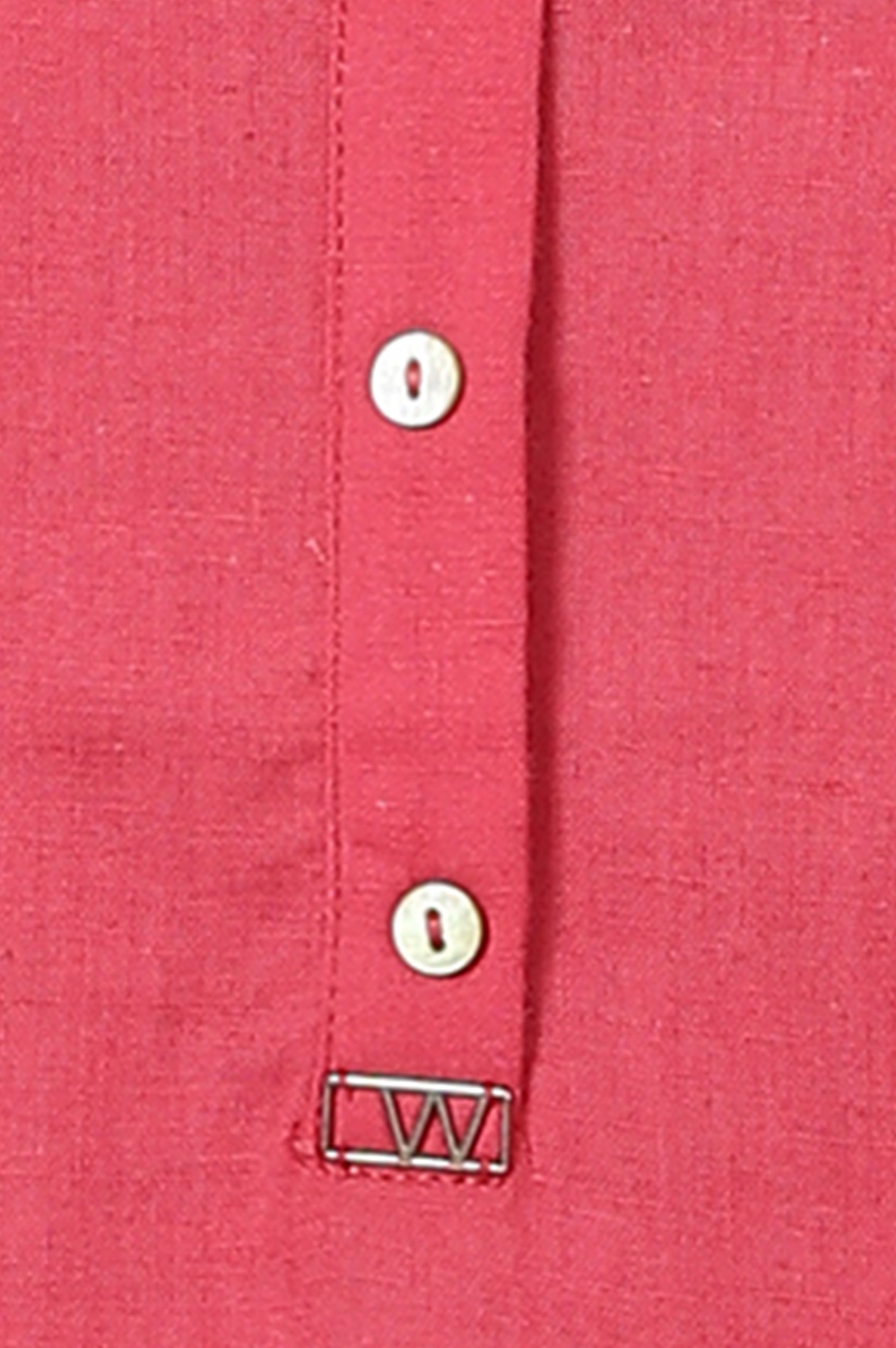 Pink Mandarin Collar Cotton Blend Straight Kurta With W Branding