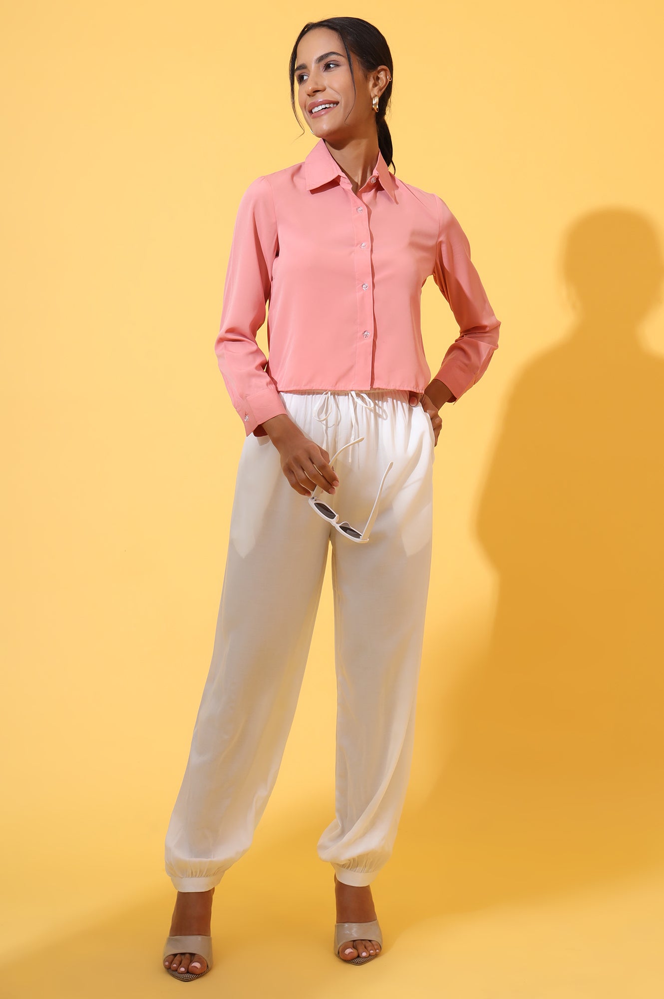 White Solid Ankle Length Rayon Harem Pants – wforwoman