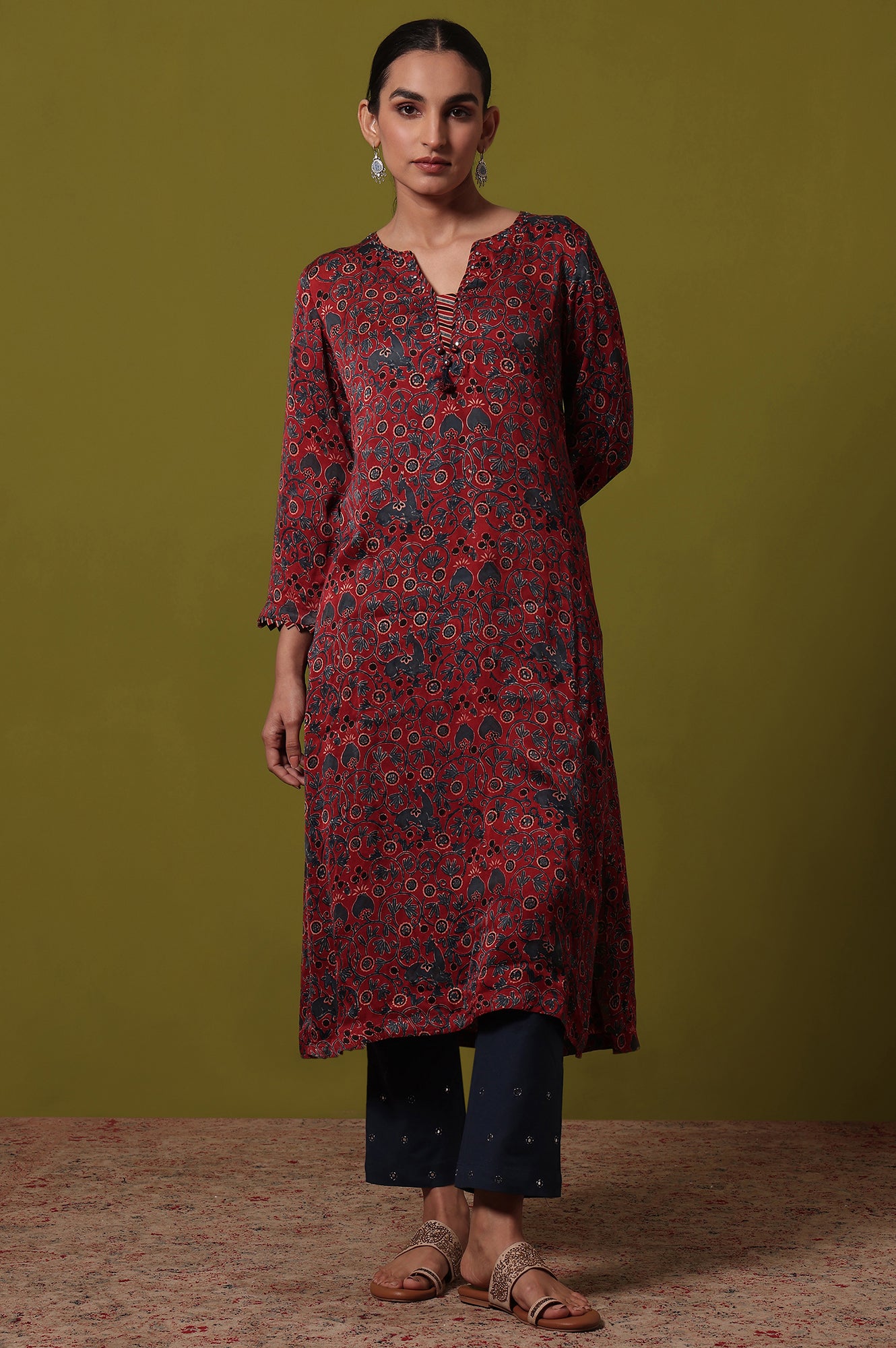 Printed A-line Viscose Kurta