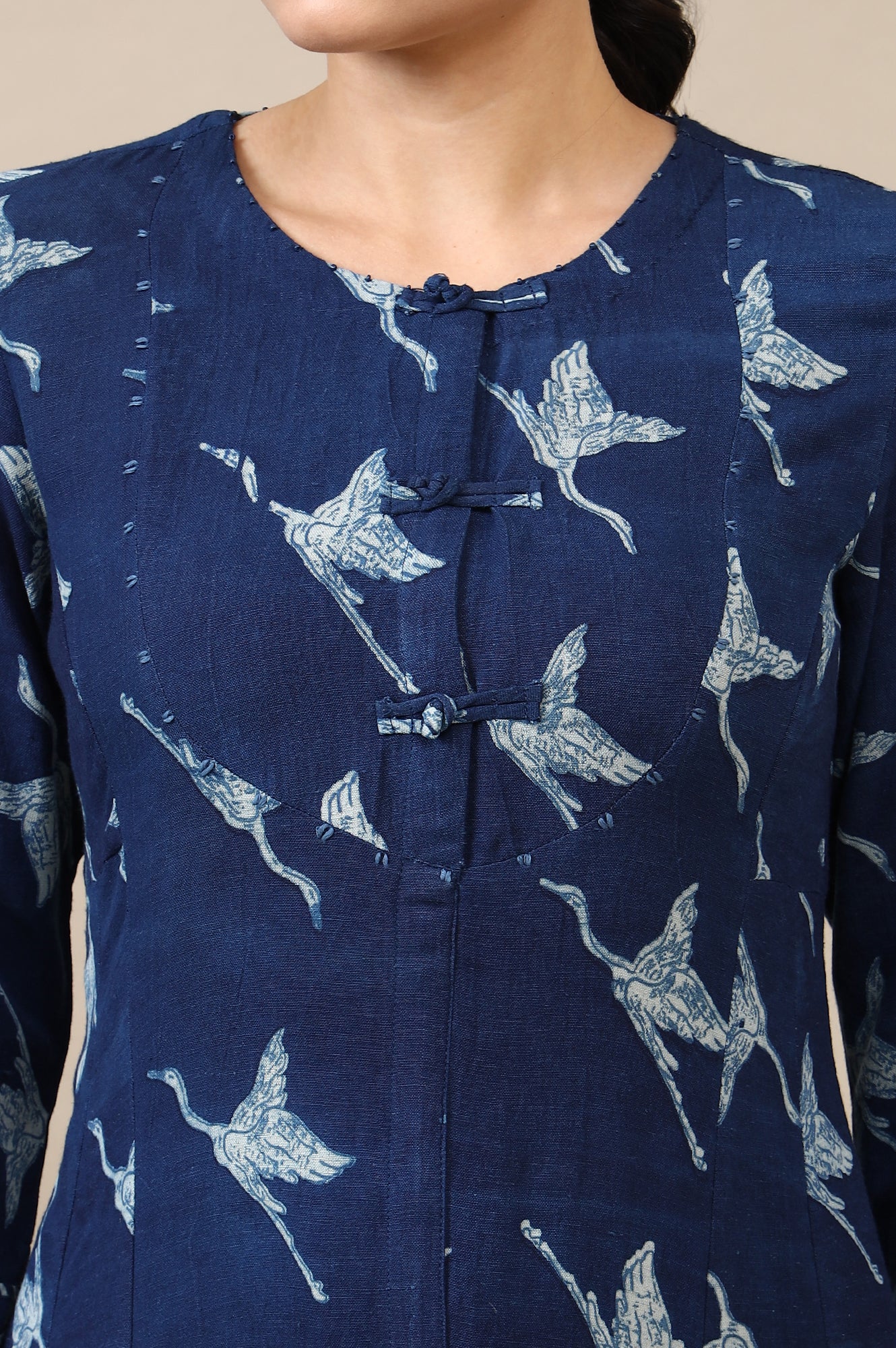 Indigo Handblock Printed Kurta and Straight Pants Set