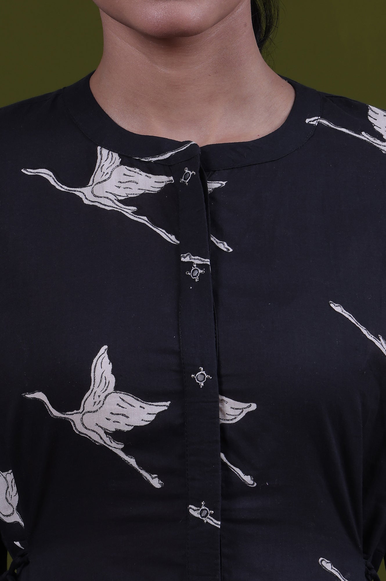 Animal Printed Mirror work A-line Pure Cotton Kurta with Straight Pants Set