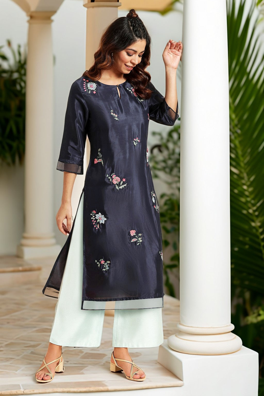 Navy Blue Kurta Imported Pant main image 1