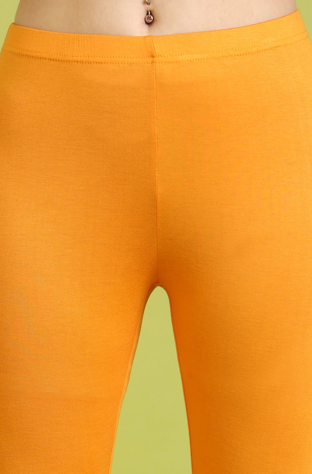 Orange Abstract Printed Tiered Spaghetti Kurta and Leggings Set with Dupatta