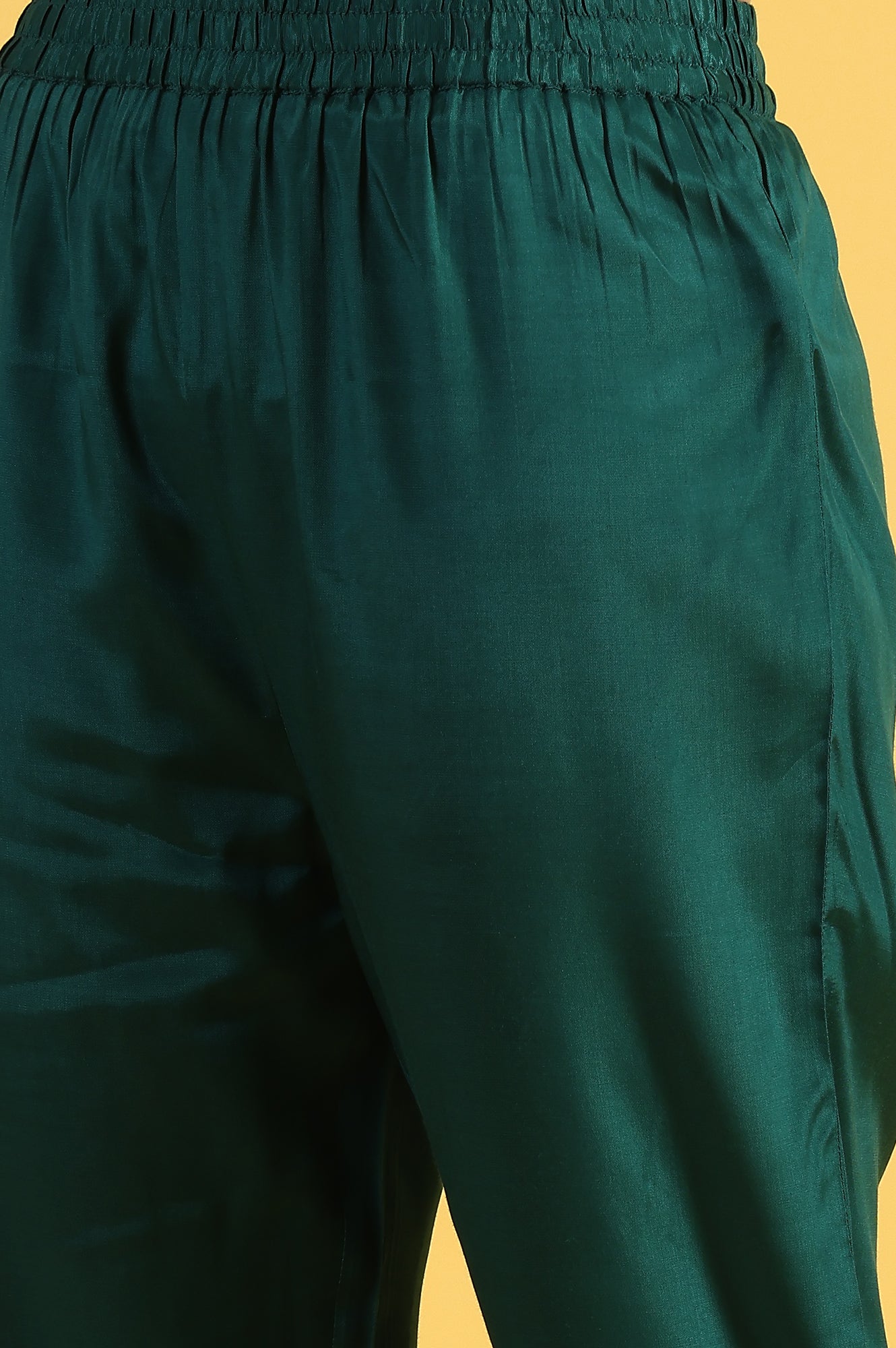 Green Thread Embroidered Straight Kurta and Pants Set with Dupatta