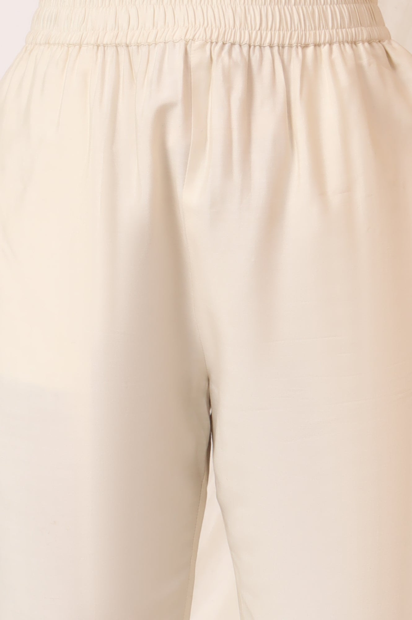 White Embroidered Chanderi A-line Kurta, Pants and Dupatta Set