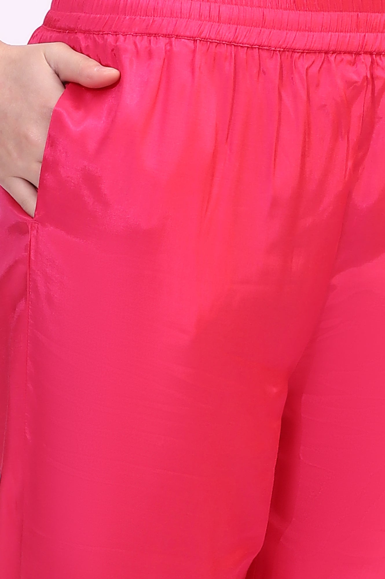 Yellow Embroidered Shantung Kurta, Pants and Dupatta Set