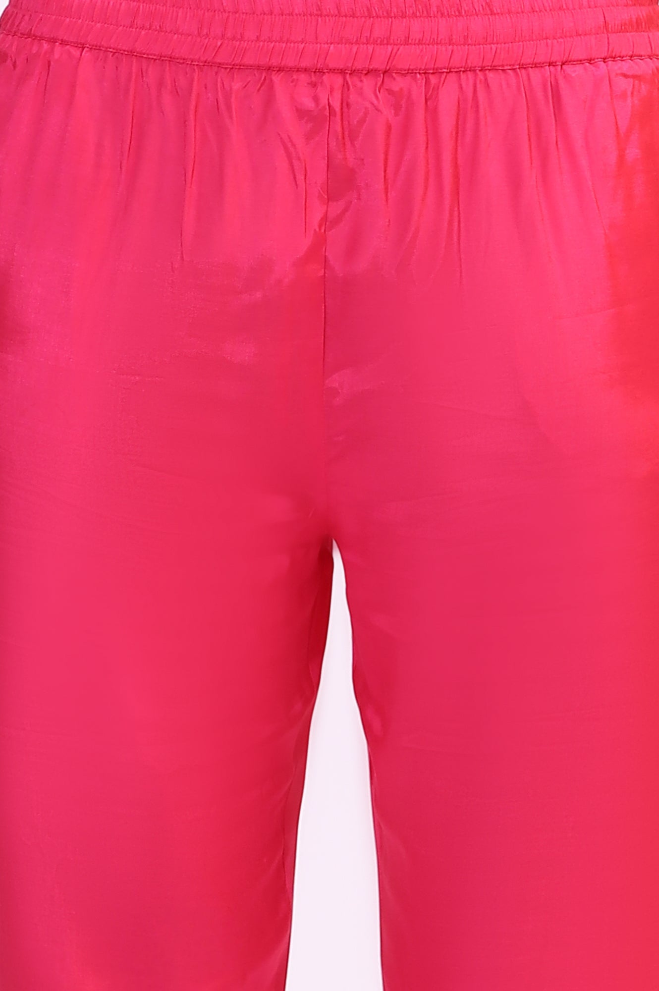 Forest Green Embroidered Shantung Kurta, Pants and Dupatta Set