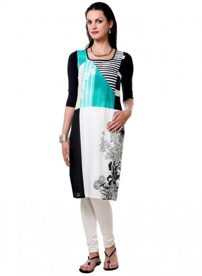 Black Printed 3/4 Sleeve kurta - wforwoman