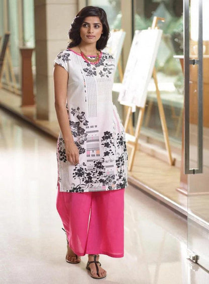 White Printed kurta - wforwoman