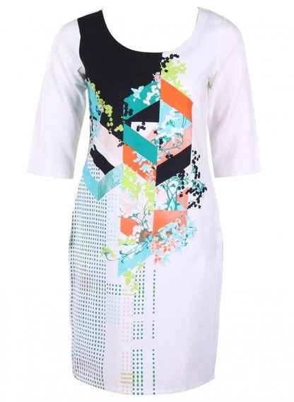 White Printed 3/4 Sleeve kurta - wforwoman