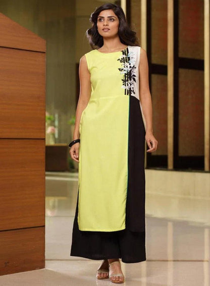 Green Printed Sleeveless kurta - wforwoman