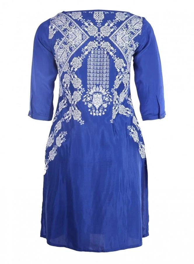 Blue Printed 3/4 Sleeve kurta - wforwoman