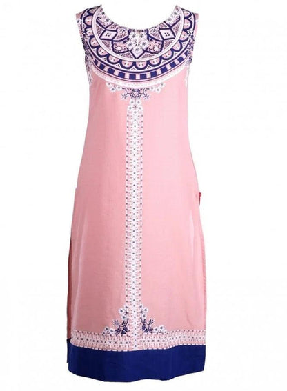 Pink Printed Sleeveless kurta - wforwoman