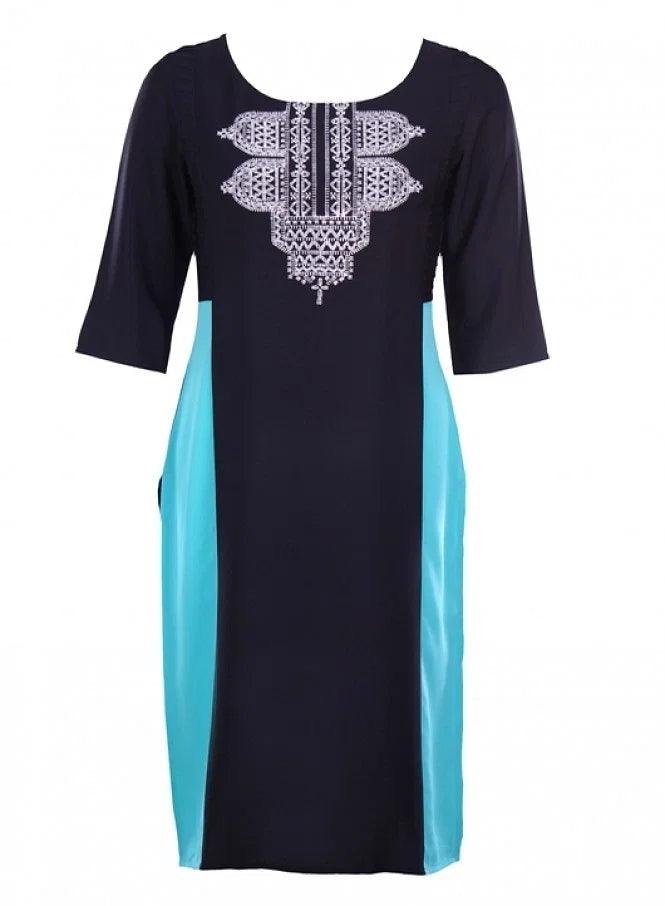 Black Printed 3/4 Sleeve kurta - wforwoman