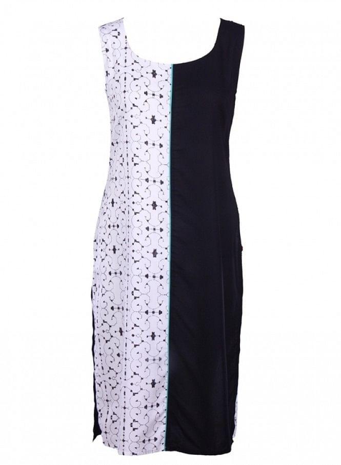 White Printed Sleeveless kurta - wforwoman