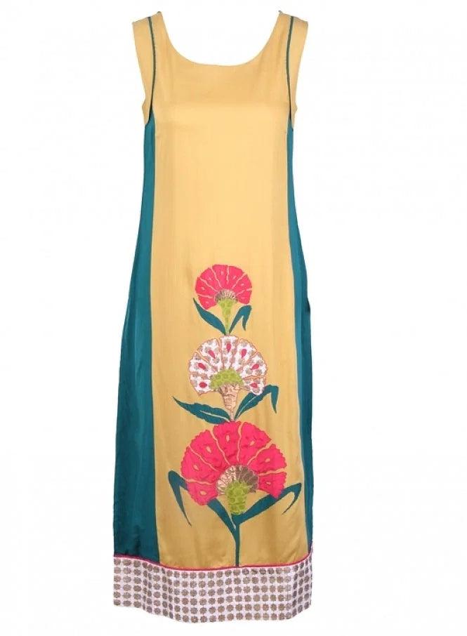 Yellow Printed Sleeveless kurta - wforwoman