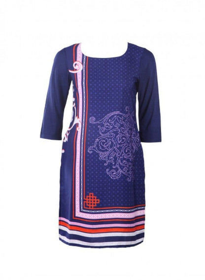 Blue Printed 3/4 Sleeve kurta - wforwoman