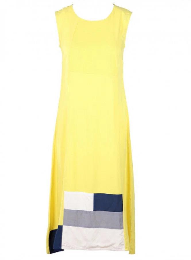 Yellow Printed Sleeveless kurta - wforwoman