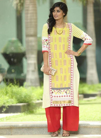 White Printed 3/4 Sleeve kurta - wforwoman