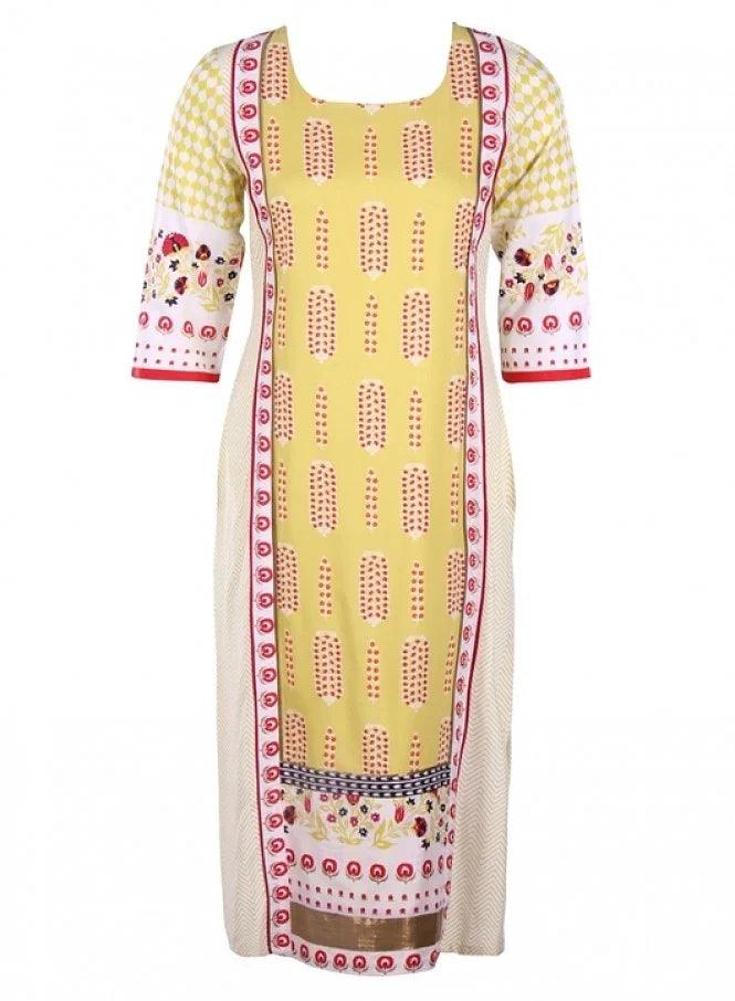 White Printed 3/4 Sleeve kurta - wforwoman