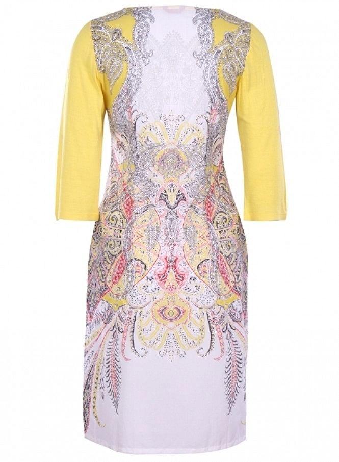 Yellow Printed 3/4 Sleeve kurta - wforwoman