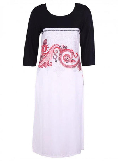 White Printed 3/4 Sleeve kurta - wforwoman