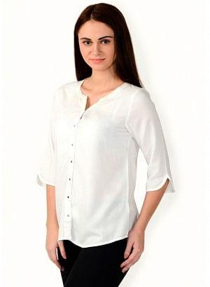 White 3/4 Sleeve Top - wforwoman