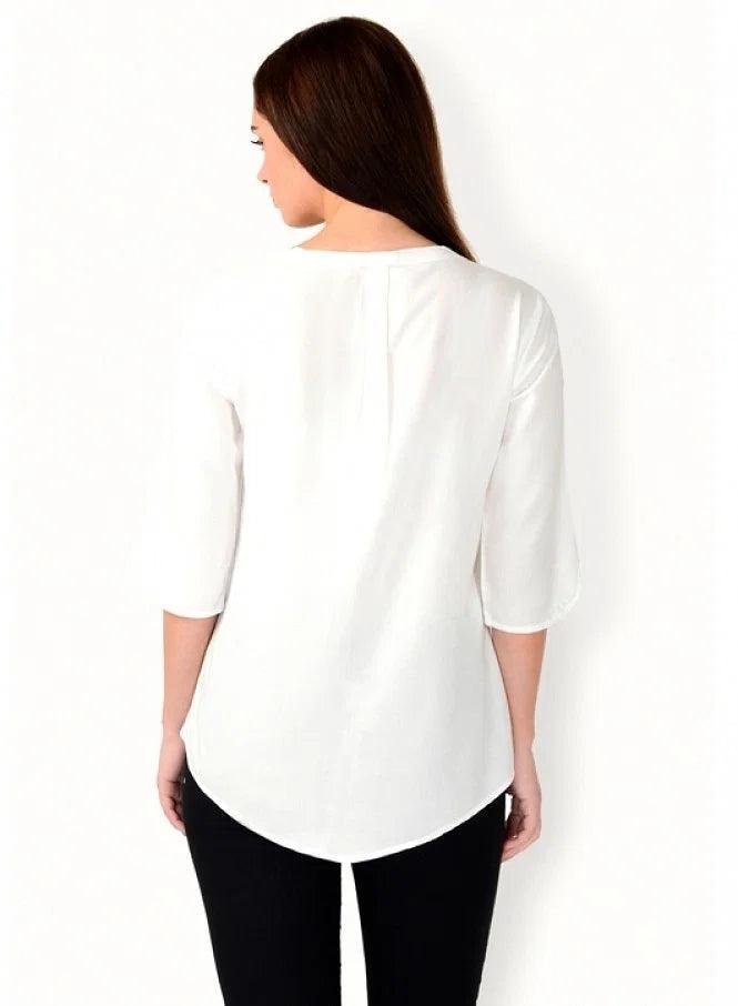 White 3/4 Sleeve Top - wforwoman