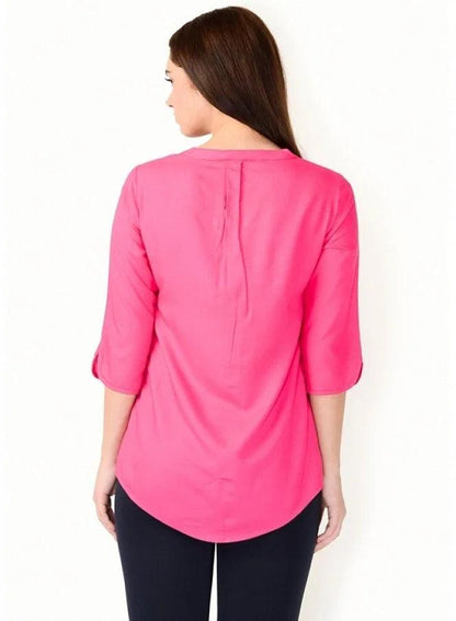 Pink 3/4 Sleeve Top - wforwoman