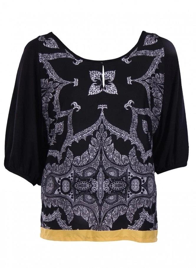 Black Printed Top - wforwoman