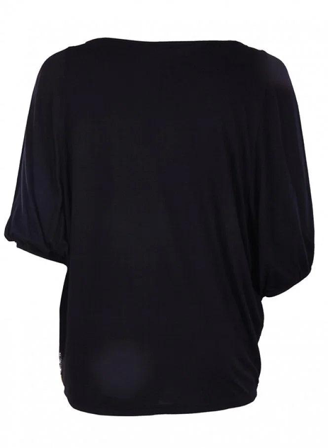 Black Printed Top - wforwoman