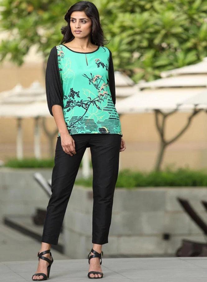 Green Printed Top - wforwoman