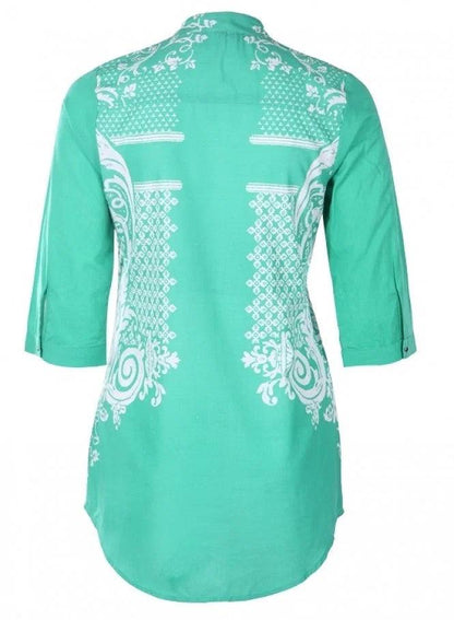 Green Printed Top - wforwoman