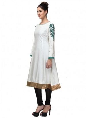 White Printed Full Sleeve kurta