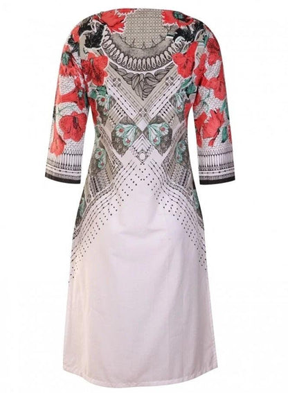 White Printed 3/4 Sleeve kurta - wforwoman