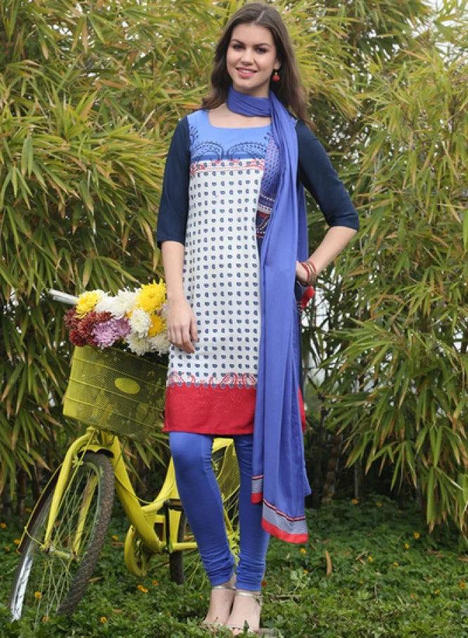 Blue Printed 3/4 Sleeve kurta - wforwoman