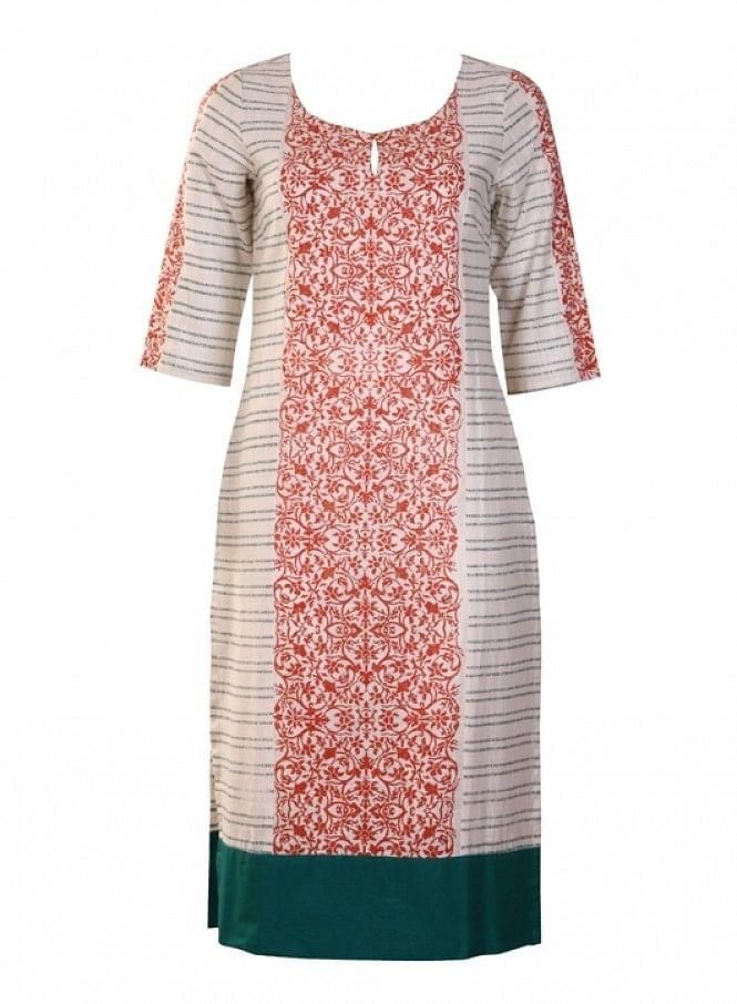 Green Printed kurta - wforwoman