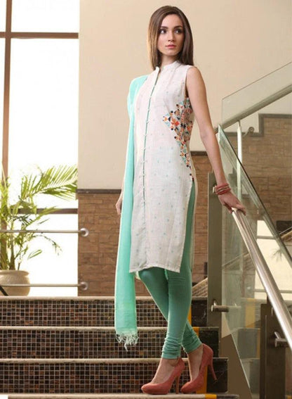 White Printed Sleeveless kurta - wforwoman