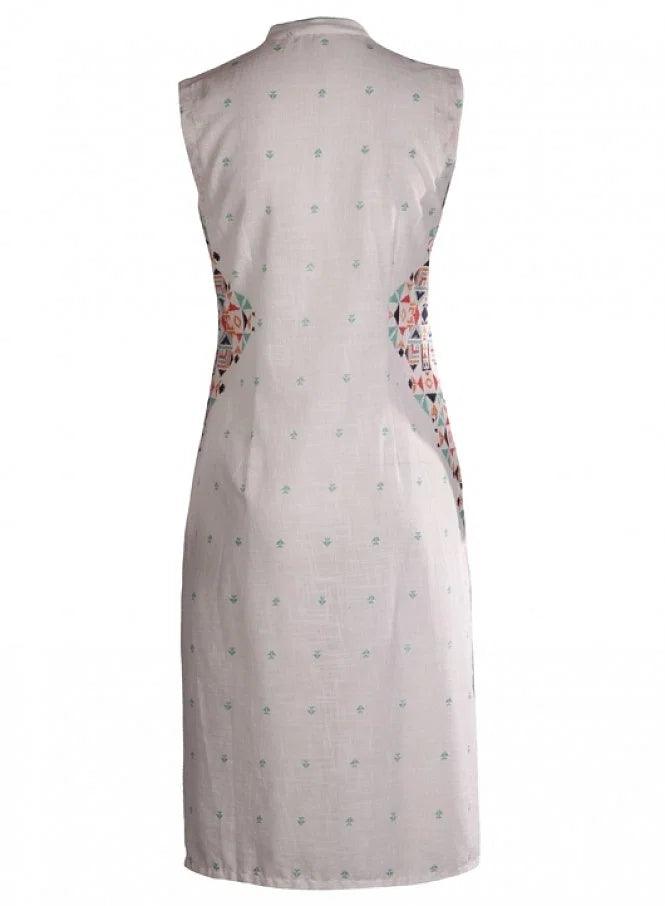 White Printed Sleeveless kurta - wforwoman