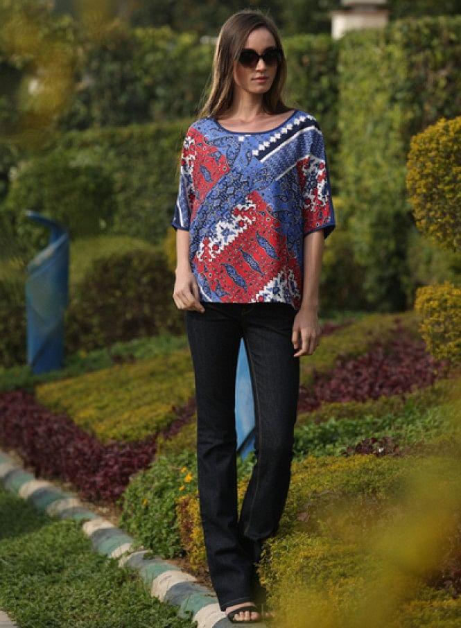 Blue Printed Top - wforwoman