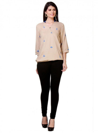 Beige Printed Top - wforwoman