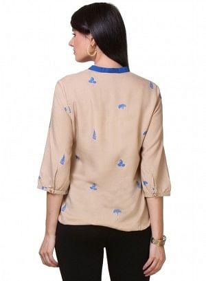 Beige Printed Top - wforwoman